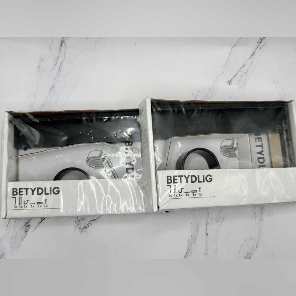 2)Betydlig IKEA Black Curtain Rod Bracket Single New In Box #60217228